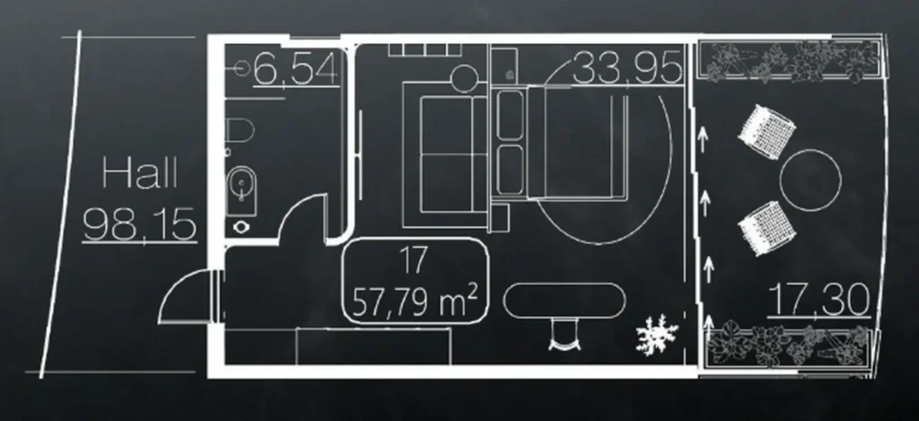 Spacious Wellness Studio with Large Balcony 56.84 m² in