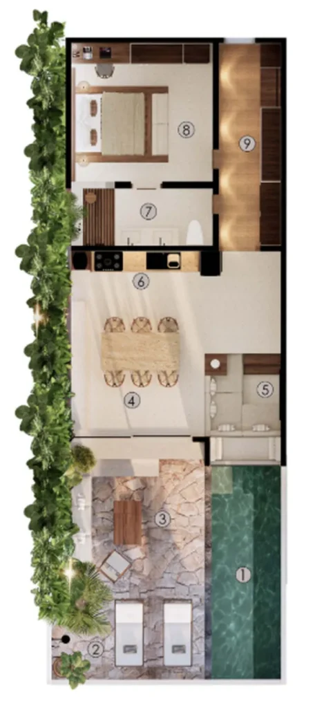 Acogedora villa de 1 dormitorio y 128 m² en
