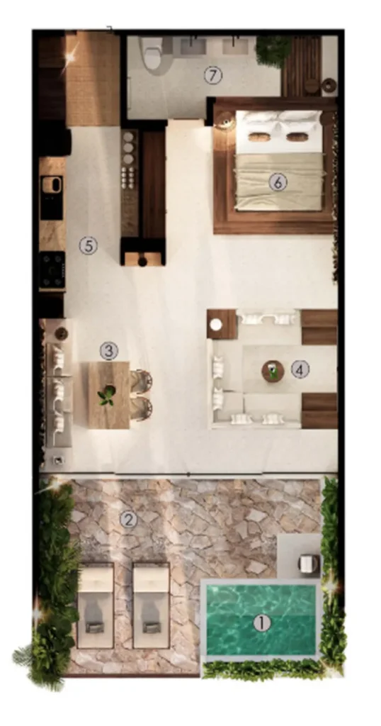 Acogedora villa de 1 dormitorio y 128 m² en