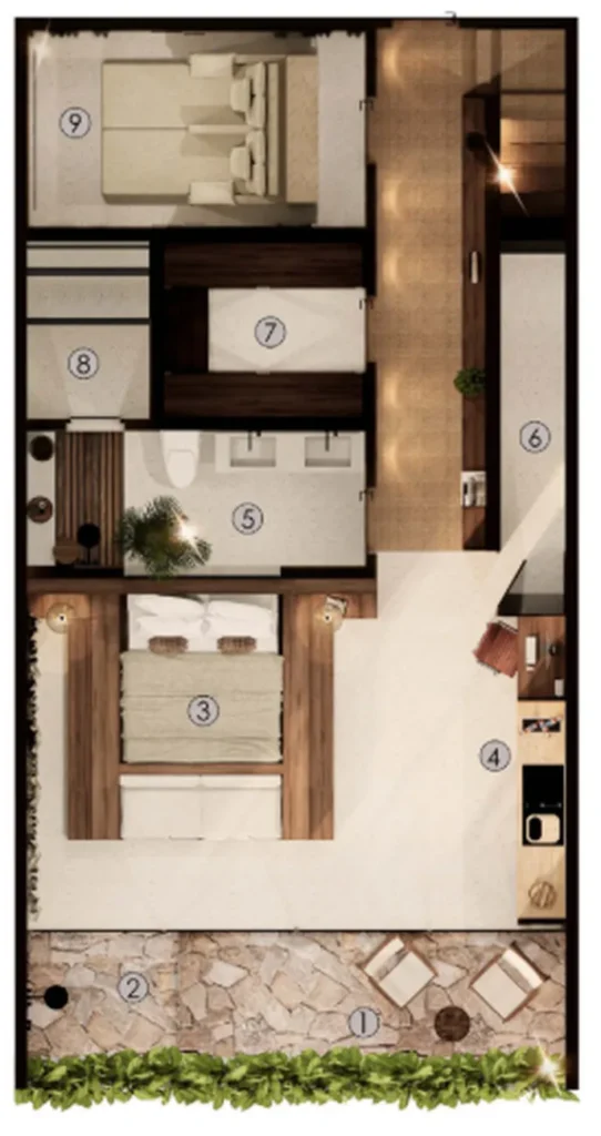 Villa privada de 1 dormitorio con piscina en Cemagi, de 120 m², en