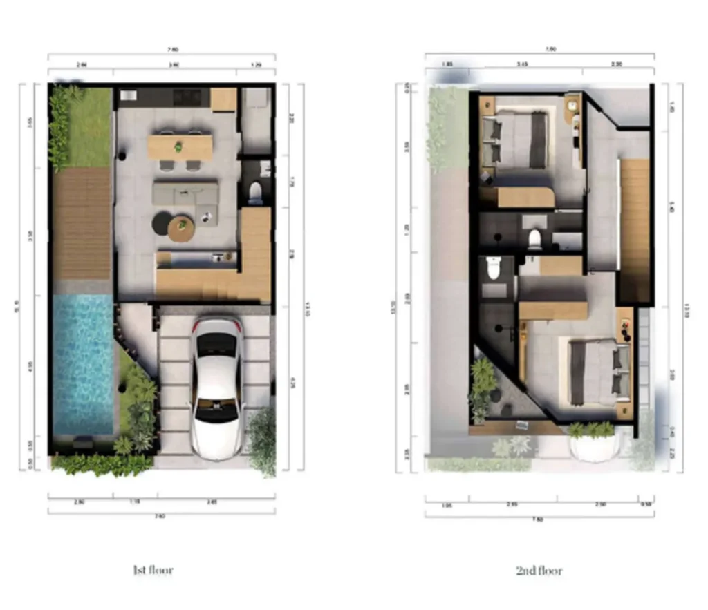 Bright 1-Bedroom Duplex with Private Pool 14 m² in