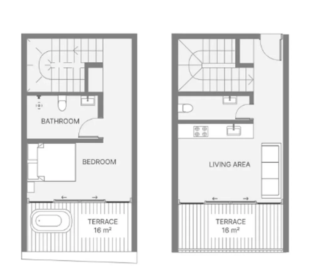 Amplia casa adosada de 1 dormitorio, de 71 m², en