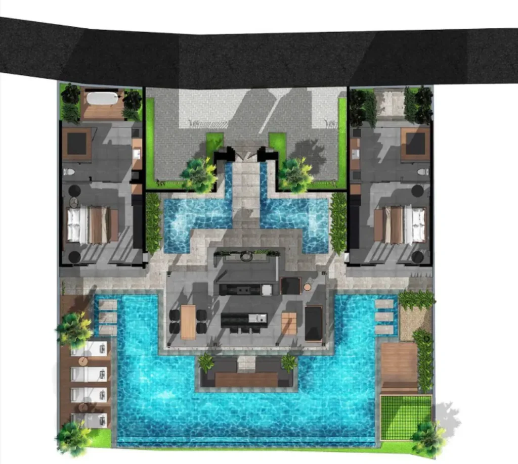 Просторная вилла с 2 спальнями и большим бассейном площадью 100 м² в