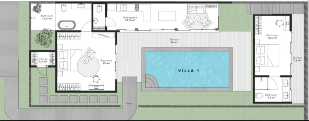 Spacious 2-Bed Villa with Private Pool 199 m² in