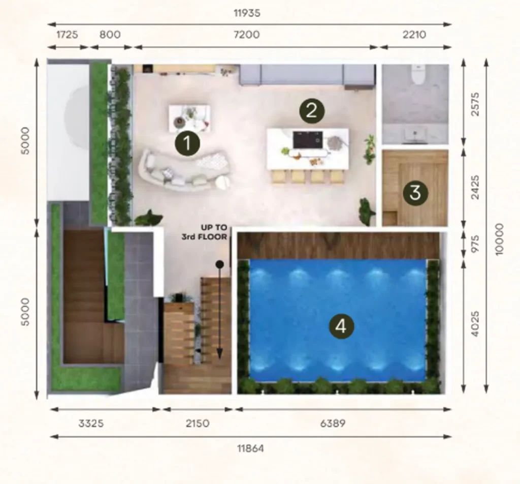 Modern 3‑Level Villa with Pool & Rooftop 125 m² in