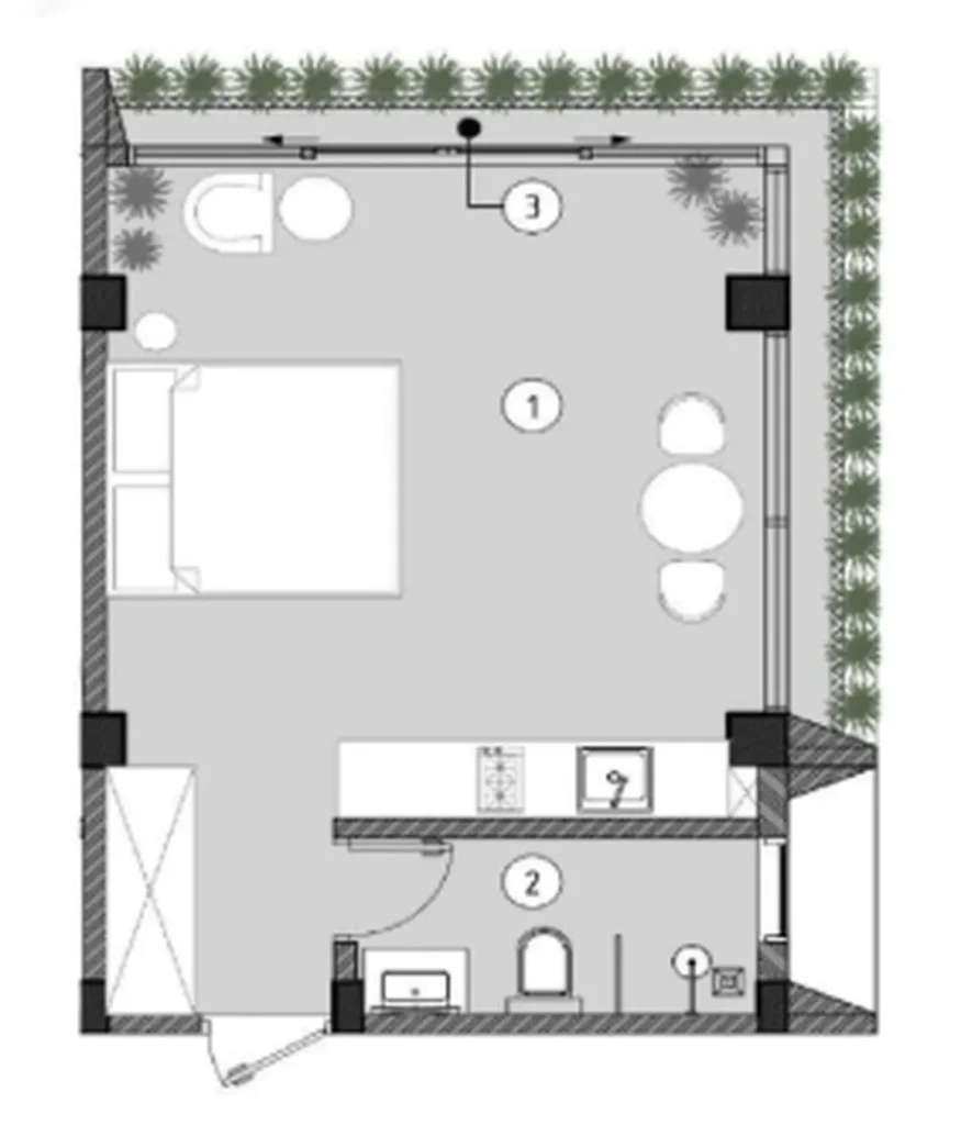 Spacious Studio Apartment in Canggu 48.7 m² in