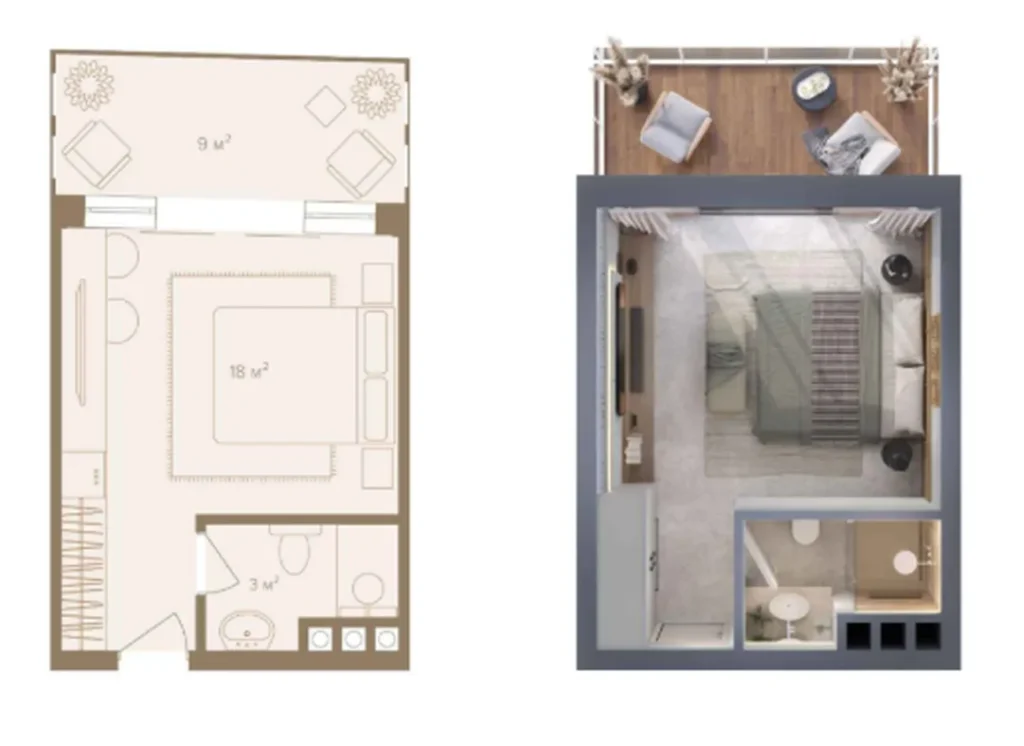 Cozy Studio with Private Terrace 30 m² in