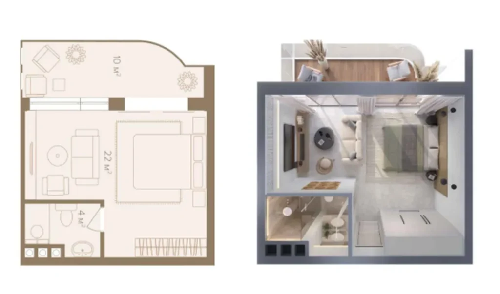 Sunlit Studio with Spacious Terrace 30 m² in