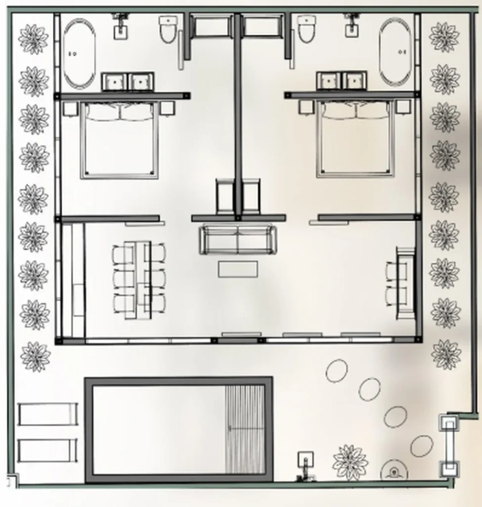 Спокойная вилла с двумя спальнями и бассейном 138 м² в