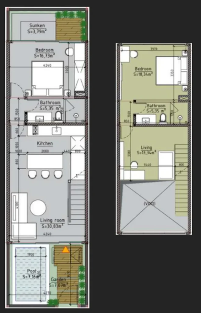 Casa adosada contemporánea con jardín de 102 m² en