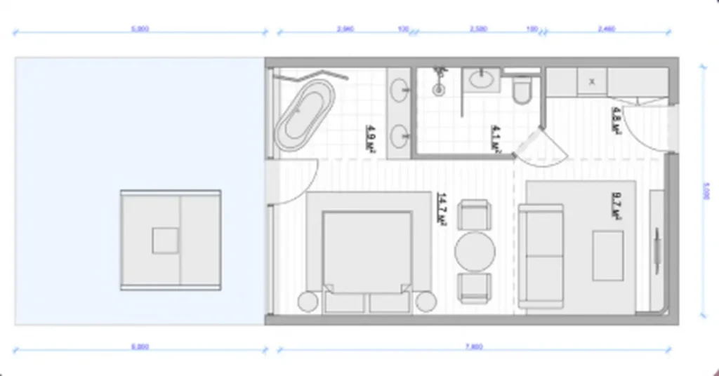 Estudio luminoso con un acogedor balcón de 29,4 m² en