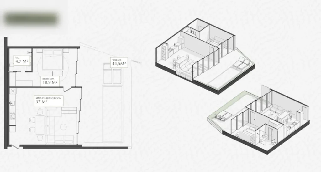 Просторная двухкомнатная квартира в Убуде площадью 88 м² в