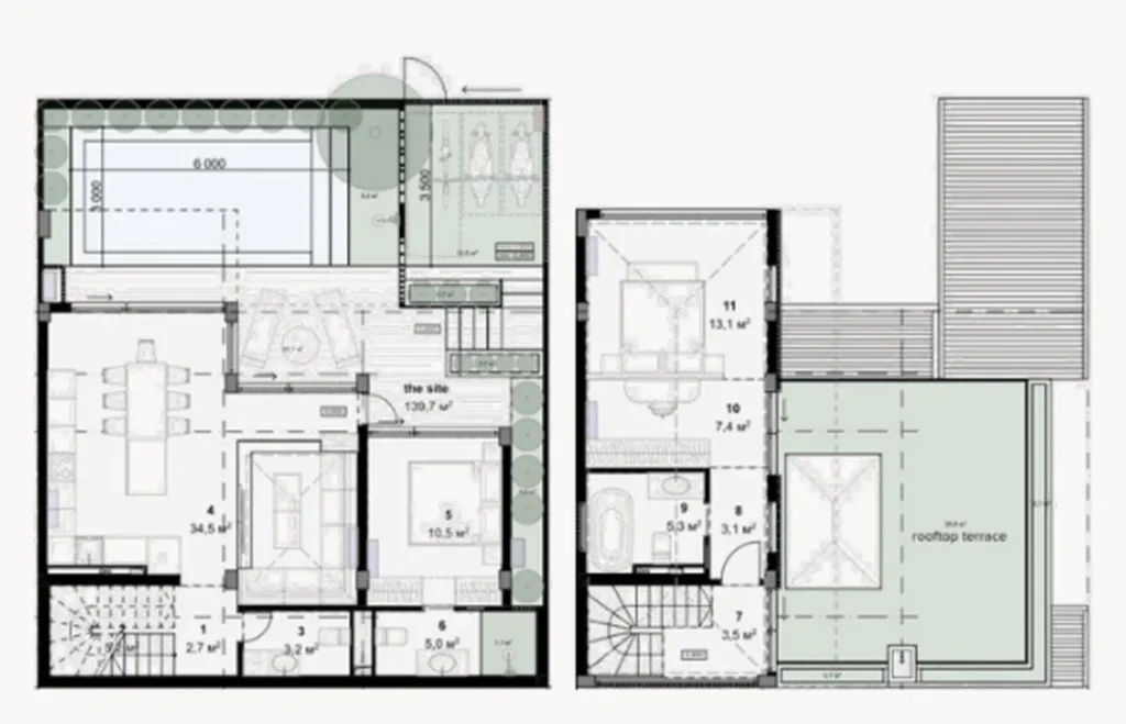 Частная вилла с одной спальней и бассейном площадью 188,8 м² в