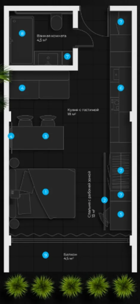 Estudio diáfano de 40 m² en