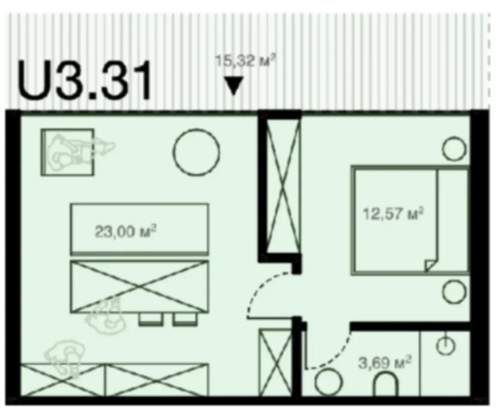 Apartamento moderno de un dormitorio con terraza de 60 m² en