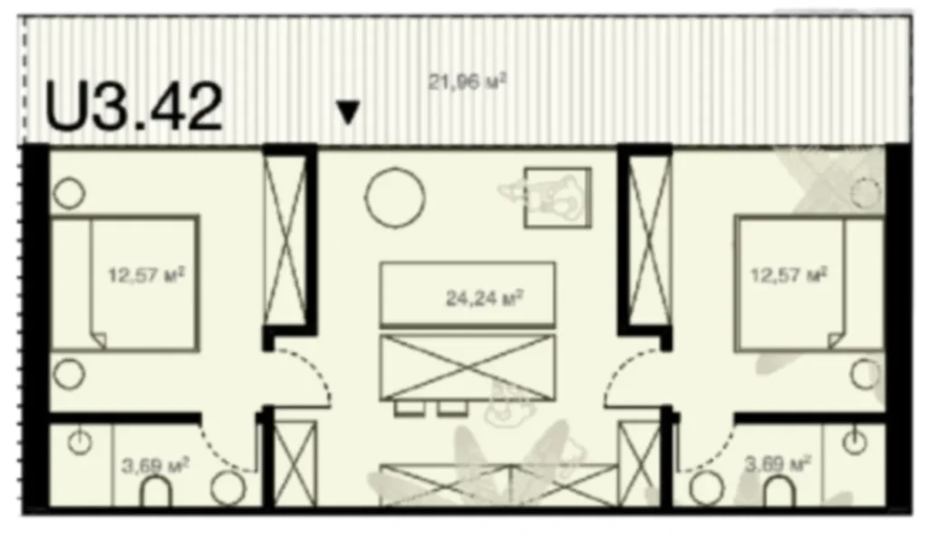 Elegante piso de dos dormitorios con amplia terraza de 89 m² en