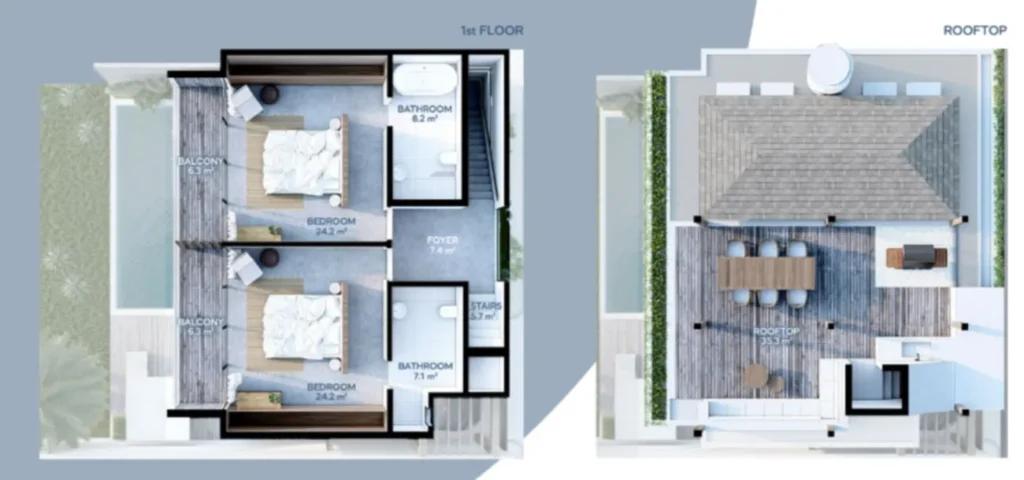 Beautiful Two-Bedroom Villa with Rooftop 248 m² in