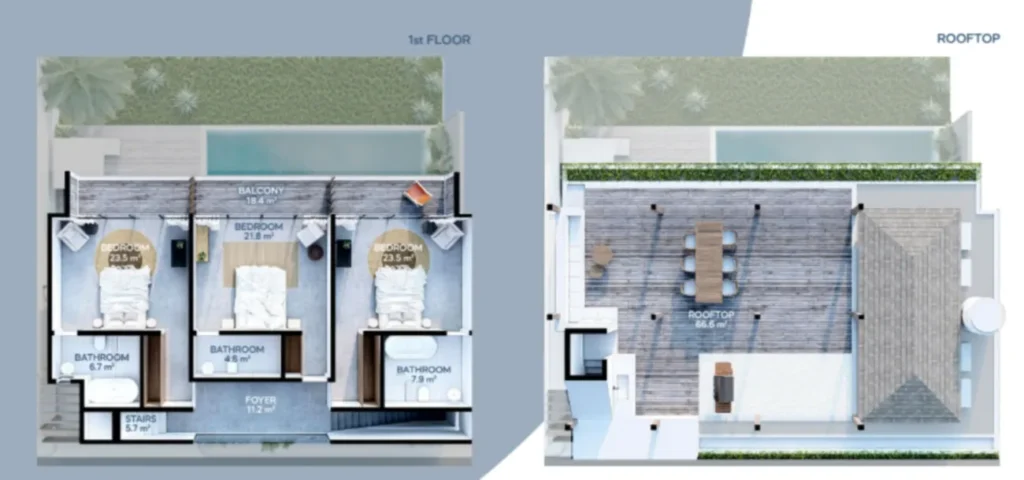 Beautiful Two-Bedroom Villa with Rooftop 248 m² in