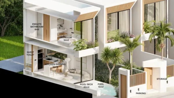 Chic One-Bedroom Villa with Pool 60 m² in
