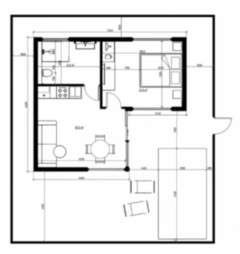 Elegante villa de un dormitorio con piscina de 40 m² en