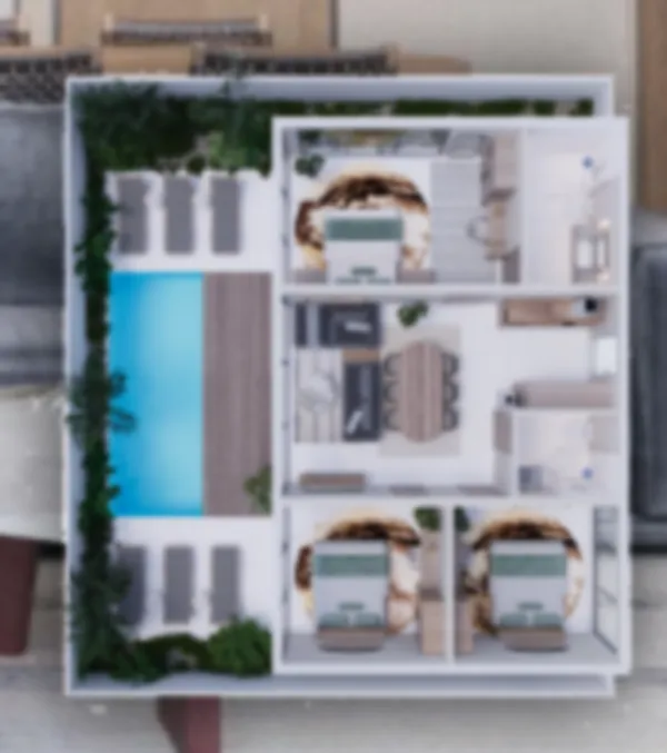 Amplia villa de dos dormitorios con piscina, de 78,2 m², en