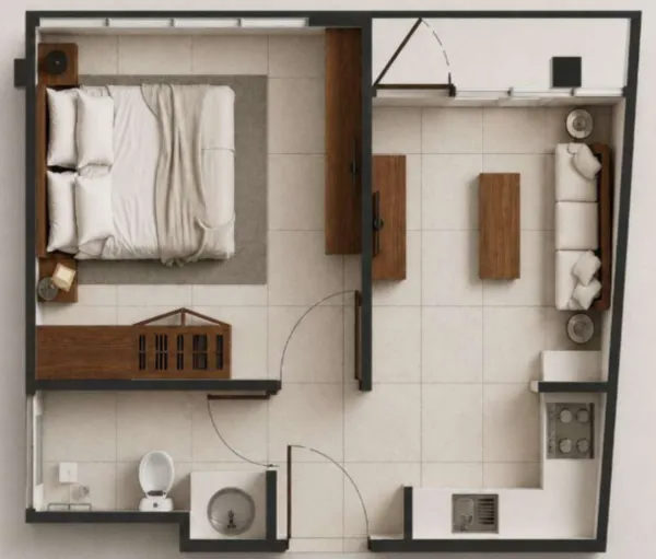 Moderno apartamento de 1 dormitorio en Seminyak, de 23 m², en