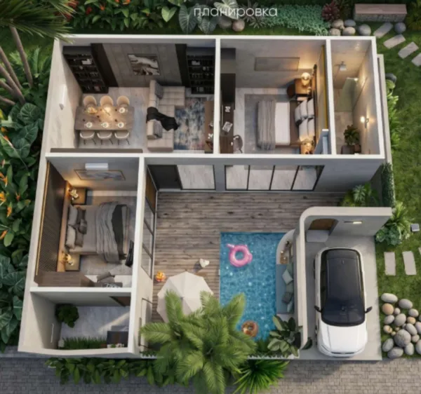 Private 1-Bedroom Villa with Terrace 77 m² in