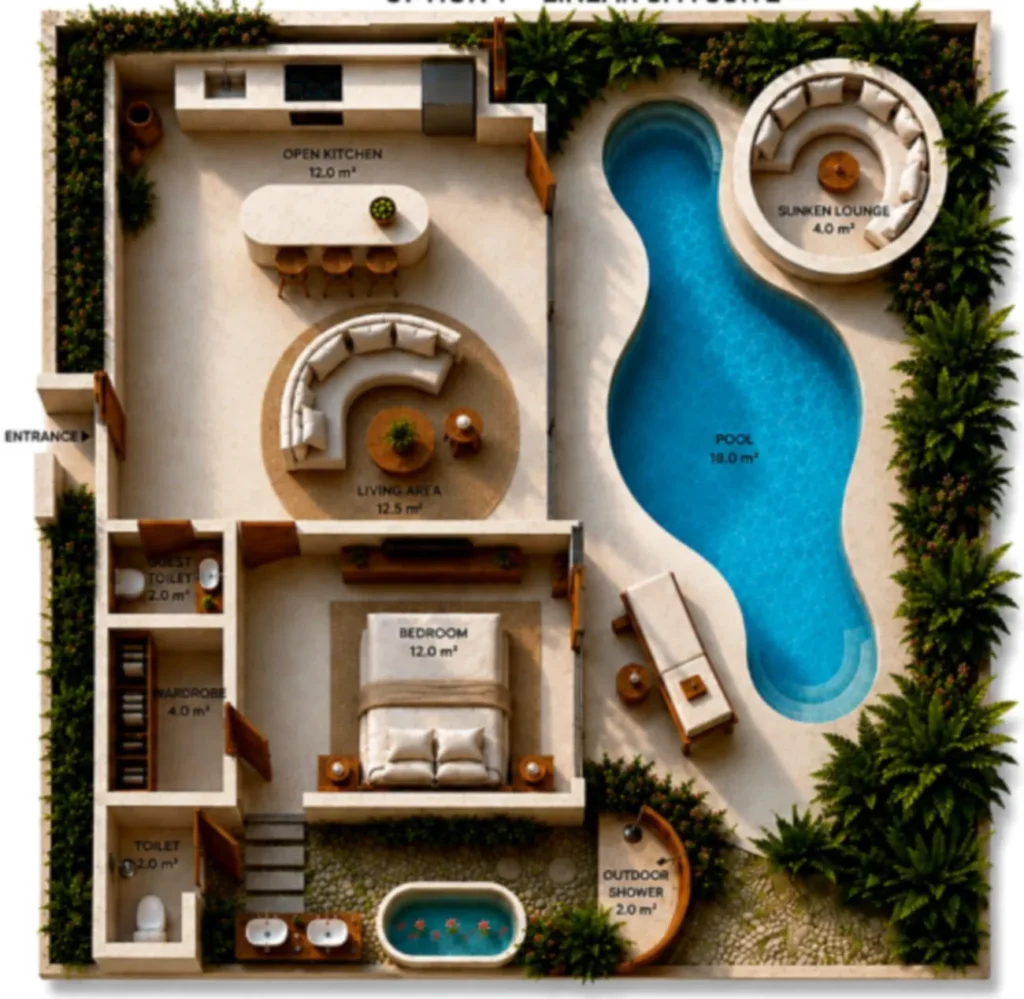 Tranquil 1-Bedroom Villa Retreat 100 m² in