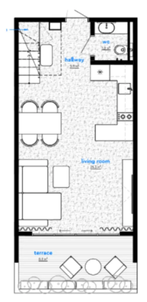 Luminosa casa adosada de tres niveles con 2 dormitorios y 98 m² en